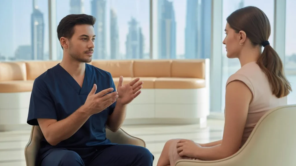 Consultation for dorsum preservation rhinoplasty and natural nose reshaping in Dubai