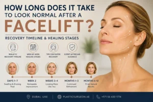 Facelift recovery timeline and healing stages explained by a plastic surgeon in Dubai